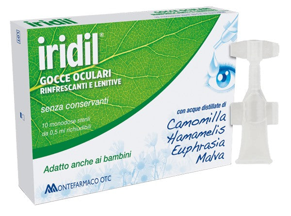 montefarmaco gocce oculari iridil 10 ampolle monodose richiudibili 05 ml iridina ean 8004995453003