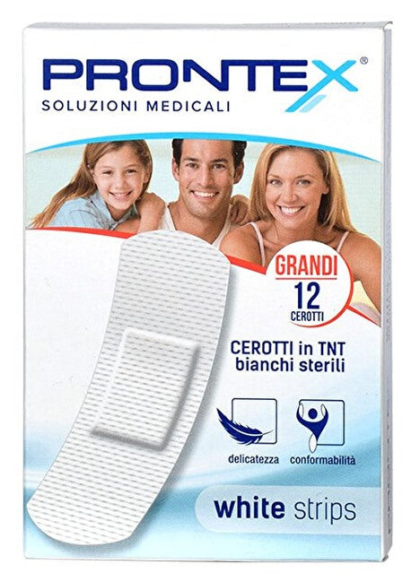 safety cerotto prontex white strips in tessuto non tessuto bianco sterile scatola 12 cerotti grandi prontex