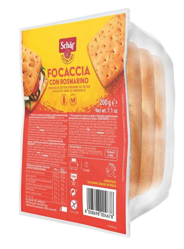 schar uno schar focaccia con rosmarino senza lattosio 200 g schar ean 8008698004678