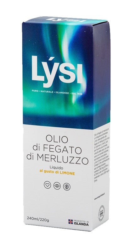 lysi italy snc di sirbu marina lysi olio fegato merluzzo limone 240 ml ean 5690548052231