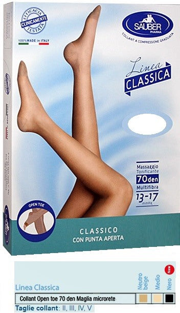 desa pharma sauber collant open toe maglia microrete 70 den colore neutro beige 4 linea classica sauber ean 8005520000716