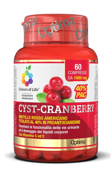 optima colours of life cyst cranberry con vitamina c e 60 compresse 1000 mg colours of life ean 8052432433033