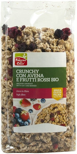biotobio fsc crunchy con avena e frutti rossi bio ad alto contenuto di fibre con olio di girasole senza olio di palma 375 g biotobio ean 8017977031441