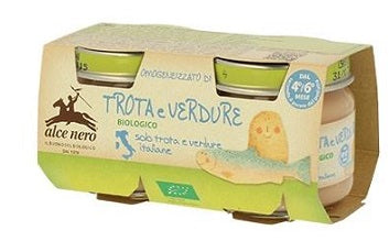 alce nero omogeneizzato trota e verdure baby food bio 2 x 80 g alce nero ean 8009004810556
