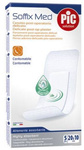 pikdare cerotto pic soffix med in tnt con tampone centrale assorbente sterile monouso 10x20 cm antibatterico 5 pezzi pic ean 8058090003441