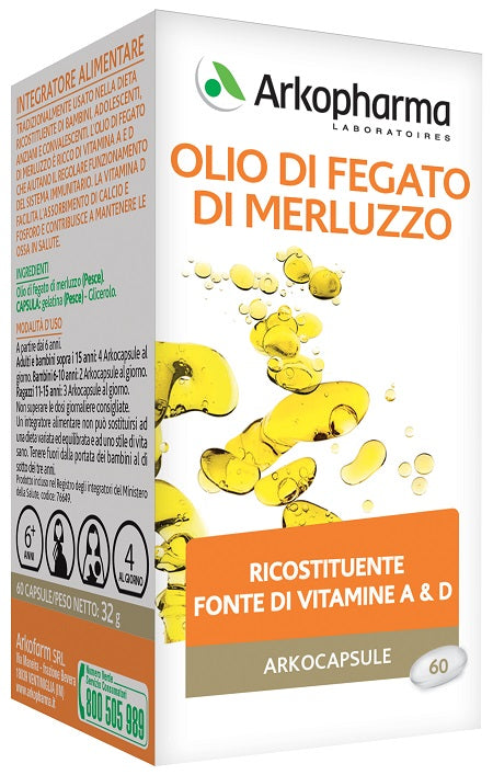 arkofarm arko capsule olio fegato merluzzo 60 capsule arkofarm ean 3578831419751