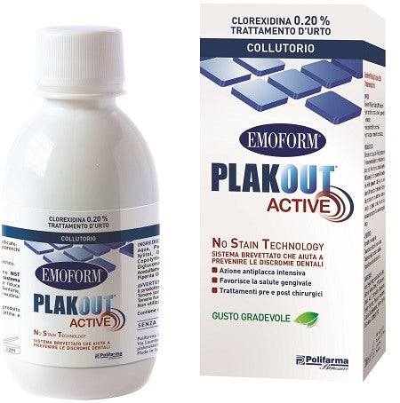 polifarma benessere emoform plak out active clorexidina 020 collutorio 200 ml emoform ean 8056772950144