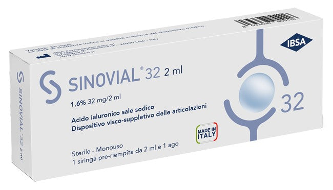 ibsa farmaceutici siringa intra articolare sinovial 32 acido ialuronico sale sodico 16 32mg2ml 2ml ago 21 gauge sinovial ean 8033638955000