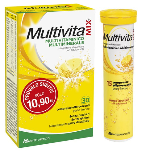 montefarmaco multivitamix senza zucchero 30 compresse effervescenti multivitaminix ean 8058363612561