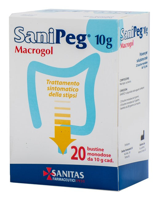 sanitas farmaceutici sanipeg macrogol polvere per soluzione orale 20 buste da 10 g
