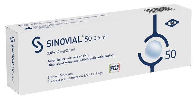 ibsa farmaceutici siringa intra articolare sinovial 50 acido ialuronico sale sodico 2 50mg25ml 25ml ago 21 gauge sinovial ean 8033638953365