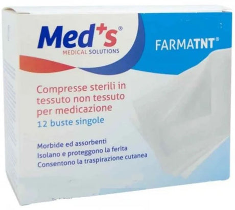 farmac zabban garza compressa meds tessuto non tessuto peel open 10x10cm 12 pezzi meds ean 8000246004048