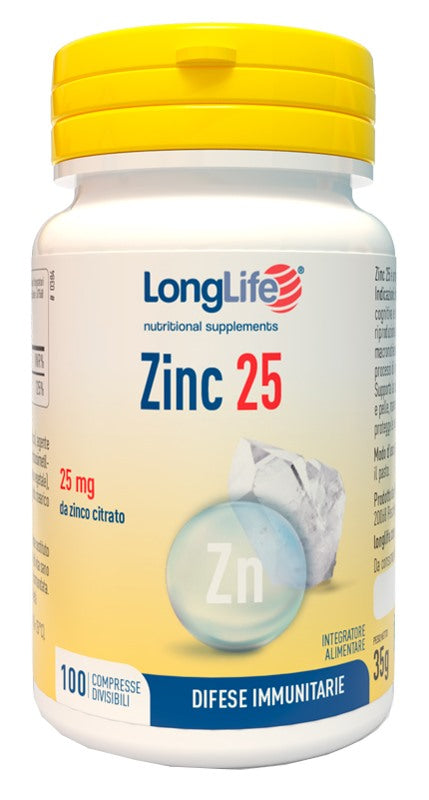 longlife longlife zinc 25 mg 100 compresse long life ean 8054521002366
