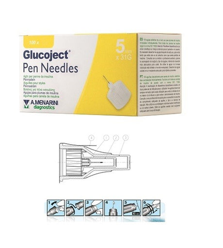 menarini diagn ago per penna da insulina glucoject lunghezza 5 mm gauge 31 100 pezzi glucoject ean 8012992467909