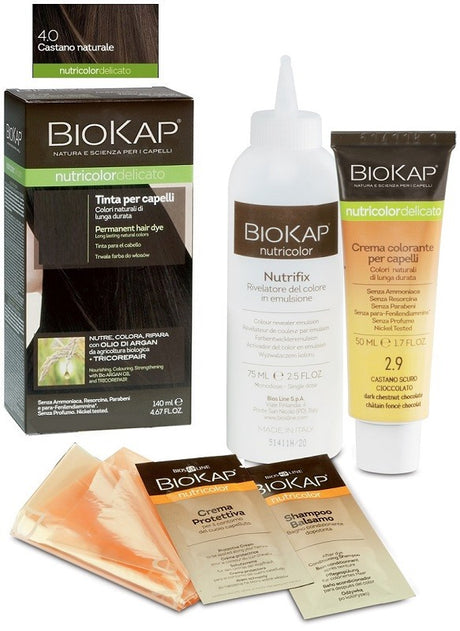 bios line biokap nutricolor delicato 400 castano naturale tinta tubo flacone biokap ean 8030243010438