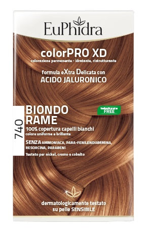 zeta farmaceutici euphidra colorpro xd 740 biondo rame gel colorante capelli in flacone attivante balsamo guanti euphidra ean 8056772632521