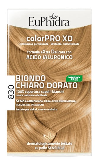 zeta farmaceutici euphidra colorpro xd 830 biondo chiaro dorato gel colorante capelli in flacone attivante balsamo guanti euphidra ean 8056772632545