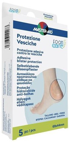 pietrasanta idrocolloide master aid footcare vesciche tallone 69x44 mm 5 pezzi a1 master aid ean 8032956144073