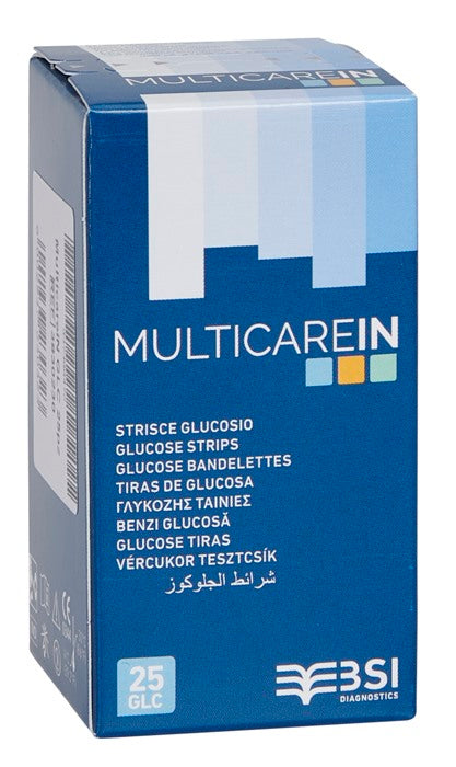 biochemical diagn strisce misurazione glicemia multicare in glucosio elettrodo 25 pezzi multicare ean 8032937230320