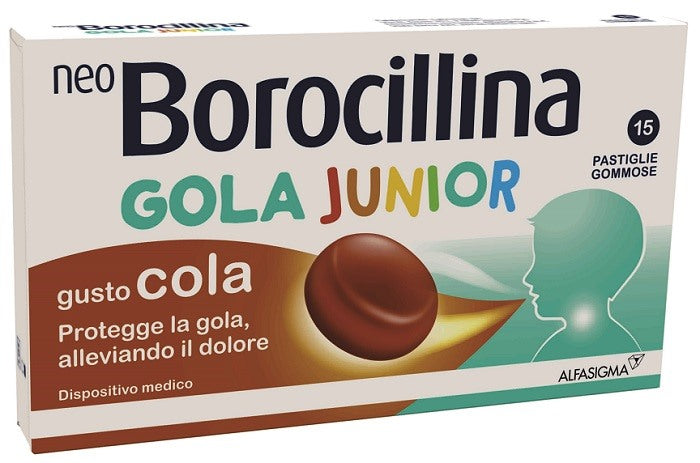 alfasigma chc neoborocillina gola junior 15 pastiglie gusto cola neoborocillina ean 8020030150027
