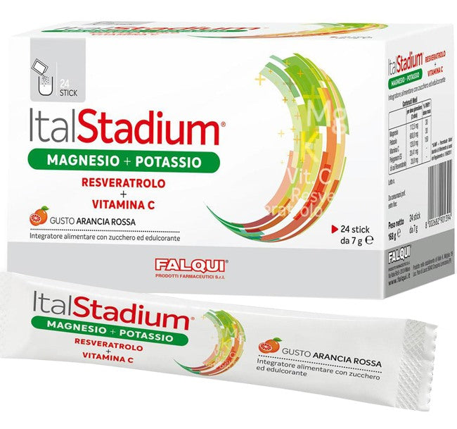 falqui italstadium magnesio potassio resveratolo vitamina c arancia rossa 24 stick italstadium ean 8002682901394