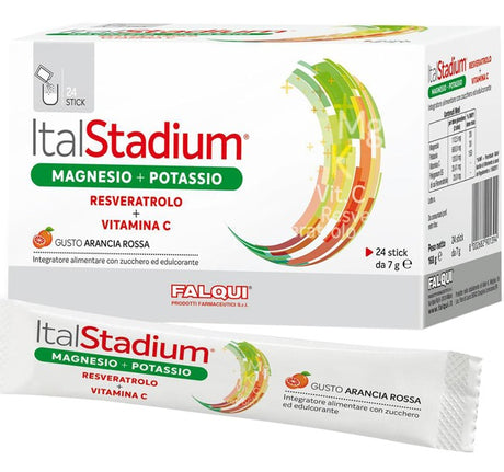 falqui italstadium magnesio potassio resveratolo vitamina c arancia rossa 24 stick italstadium ean 8002682901394