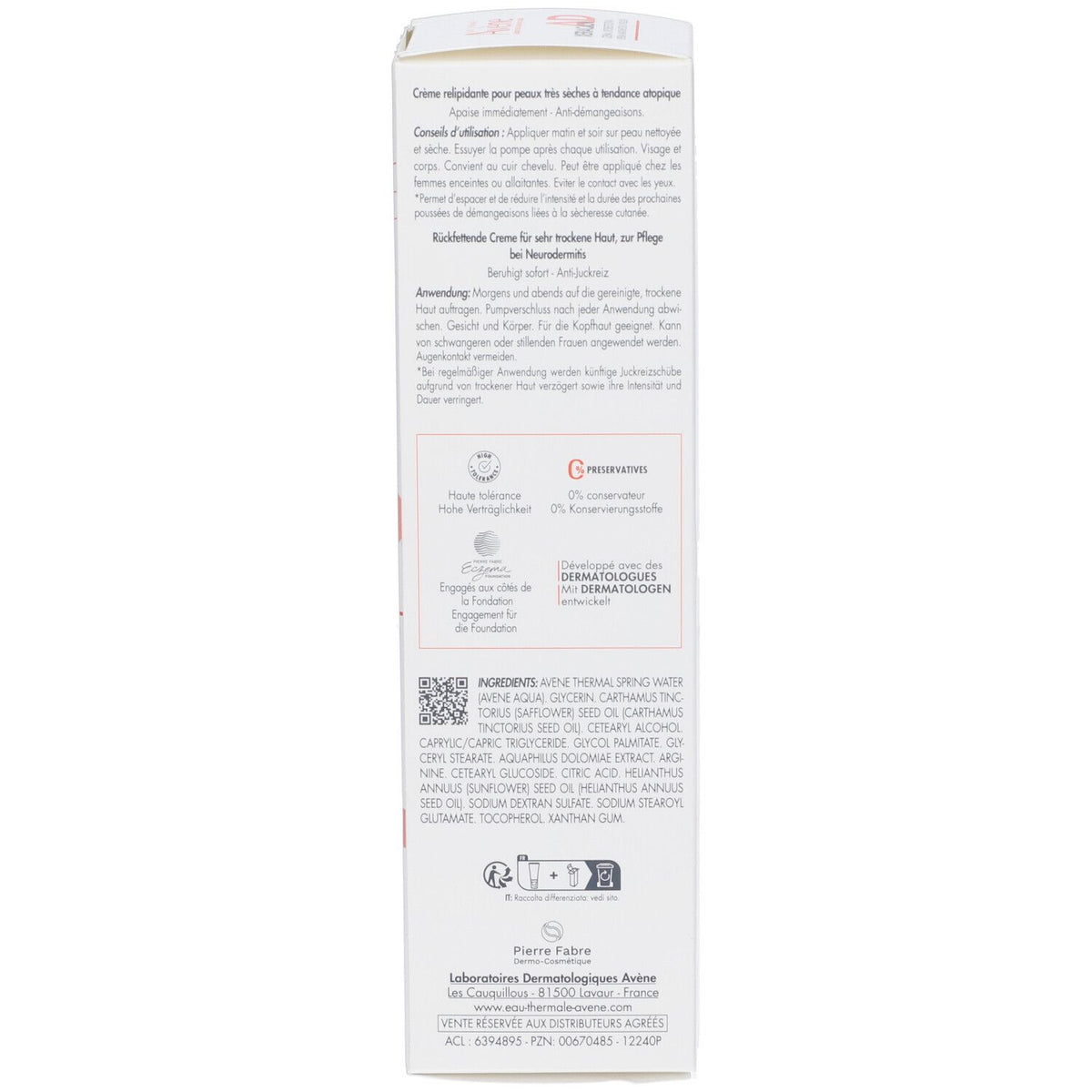 Avene Xeracalm Ad Creme Liporestitutivo 200 Ml Nova Fórmula Avene