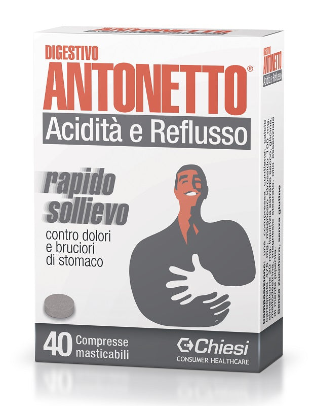 chiesi ch digestivo antonetto acidita e reflusso 40 compresse masticabili digestivo antonetto ean 8003290000042