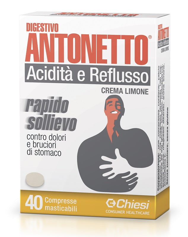chiesi ch digestivo antonetto acidita e reflusso crema al limone 40 compresse masticabili digestivo antonetto ean 8003290000059