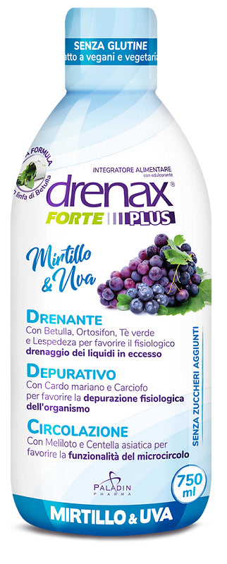 paladin pharma drenax forte plus originale con mirtillo e uva 750 ml drenax ean 8052049550857