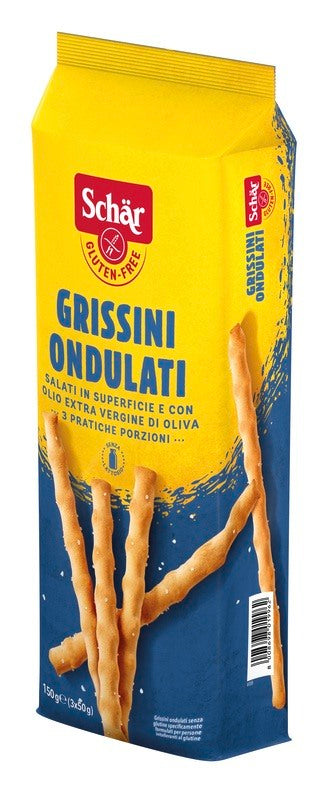 schar due schar grissini ondulati salati in superficie 3 porzioni da 50 g schar ean 8008698019962