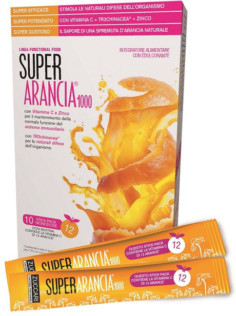zuccari super arancia 1000 10 stick pack monodose da 37g integratore alimentare con edulcorante zuccari ean 8026380708109