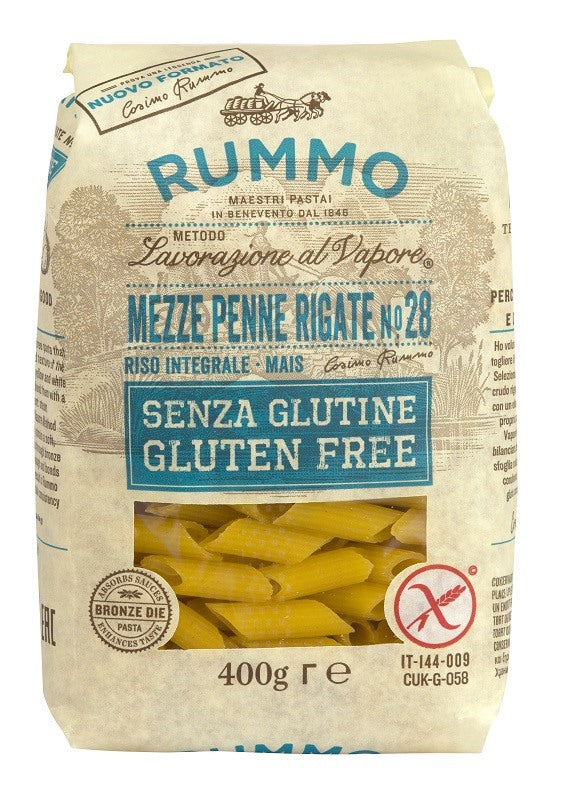 rarifarm rummo mezze penne rigate n28 riso integrale e mais 400 g rummo ean 8008343880282