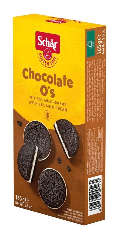 schar due schar chocolate os biscotti al cacao con crema al latte 165 g schar ean 8008698005231
