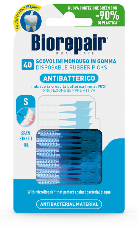 euritalia biorepair oral care antibatterico scovolini monouso in gomma spazi stretti 40 pezzi biorepair ean 8017331058329