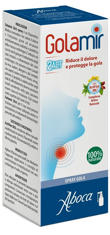 aboca golamir 2act spray 30 ml no alcool adulti e bambini da un anno di eta golamir ean 8032472022411