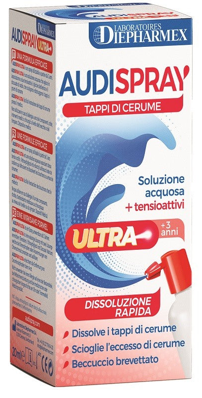 pasquali diepharmex audispray ultra 3 anni soluzione acquosa tensioattivi spray tappi di cerume 20 ml audispray ean 7640107850462