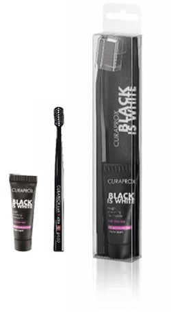 curaden ag curaprox black is white dentifrici sbiancanti 1 dentifricio da 10ml 1 spazzolino curaprox ean 7612412424614