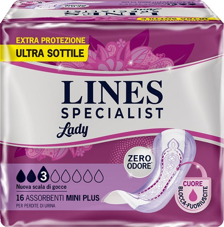 fater adult assorbenti per incontinenza lines specialist lady mini plus 16 pezzi lines ean 4015400698975