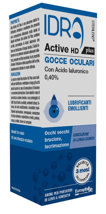 eurospital gocce oculari sterilens idra active hd plus 10 ml con acido ialuronico 040 sterilens