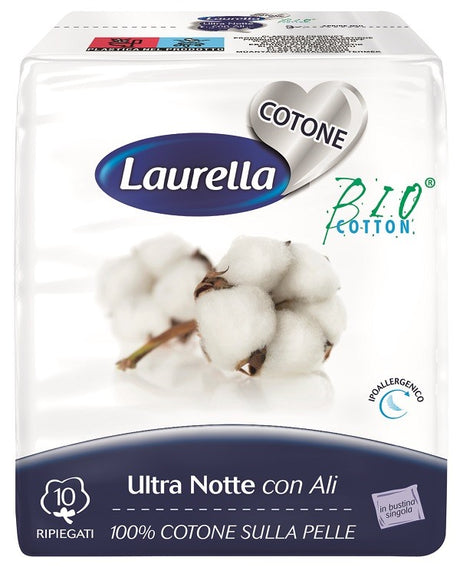 s i l c assorbente laurella per donna in cotone ultra ali notte 10 pezzi laurella ean 8007300010069