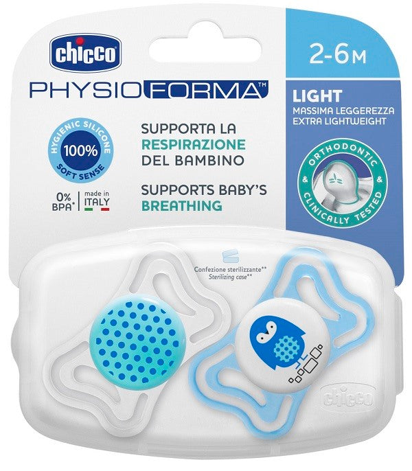 artsana chicco chicco succhietto light boy silicone 2 6 mesi 2 pezzi chicco ean 8058664097074
