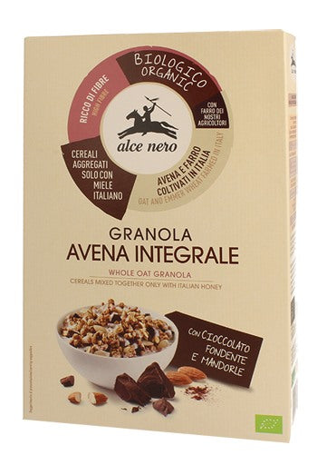 alce nero granola avena integrale con cioccolato fondente e mandorle 300 g alce nero ean 8009004812888