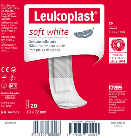 essity italy leukoplast soft white 72 x 19 cm 20 pezzi leukoplast soft white ean 4042809659092