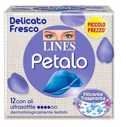 fater lines petalo blu assorbente con ali 12 pezzi lines ean 8001480401440