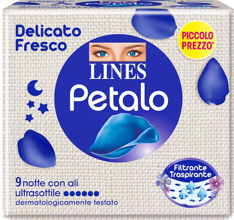 fater lines petalo blu assorbente notte 9 pezzi lines ean 8001480401501