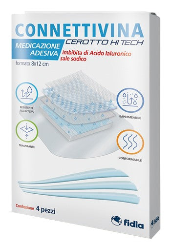 fidia farmaceutici cerotto connettivina hitech 8 x 12 cm 4 pezzi connettivina ean 8033661804399