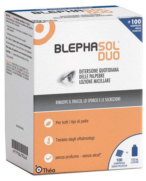 laboratoires thea blephasol duo soluzione micellare igiene palpebrale 100 ml 100 garze thea farma
