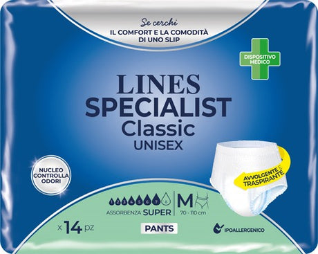 fater spa pannolone a mutanda lines specialist classic pants super m 14 pezzi lines ean 8001480502406
