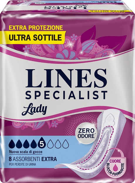 fater adult assorbenti per incontinenza lines specialist lady extra ipoallergenici 8 pezzi lines ean 8001480502796